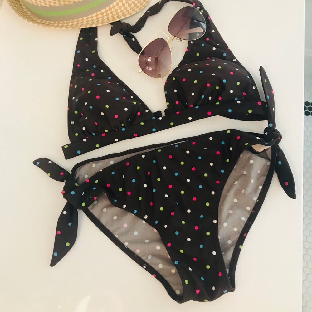 Xhilaration polka dot bikini size M top, L bottom